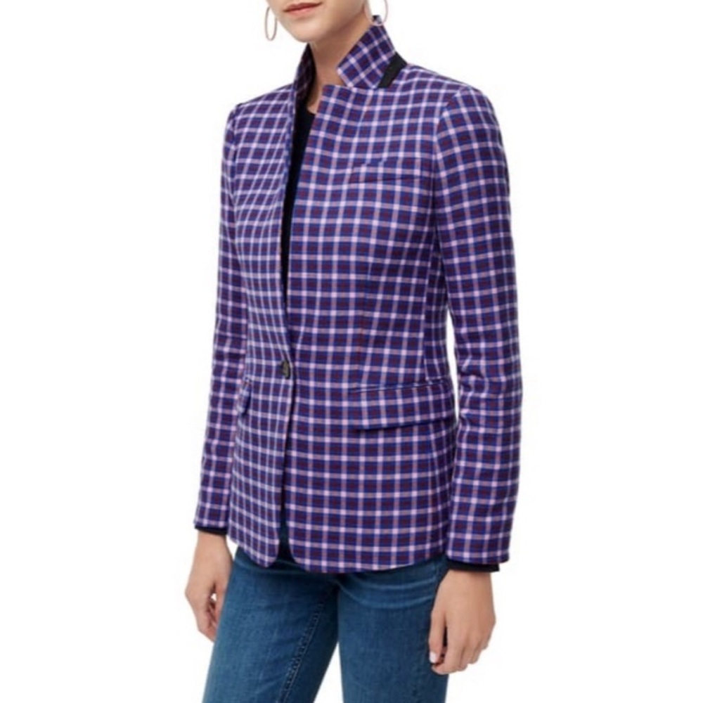 J. Crew Regent Blazer in Mott Plaid Royal Petunia 0‎